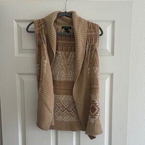 Ralph Lauren Geometric Tan Cardigan